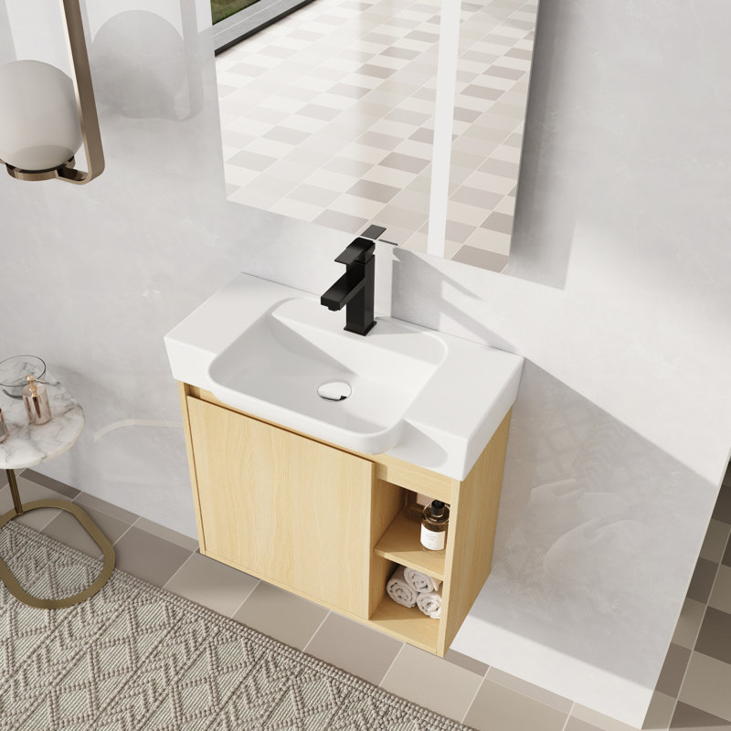 Meuble-lavabo simple mural 24 po avec comptoir en céramique 24 po, 24"