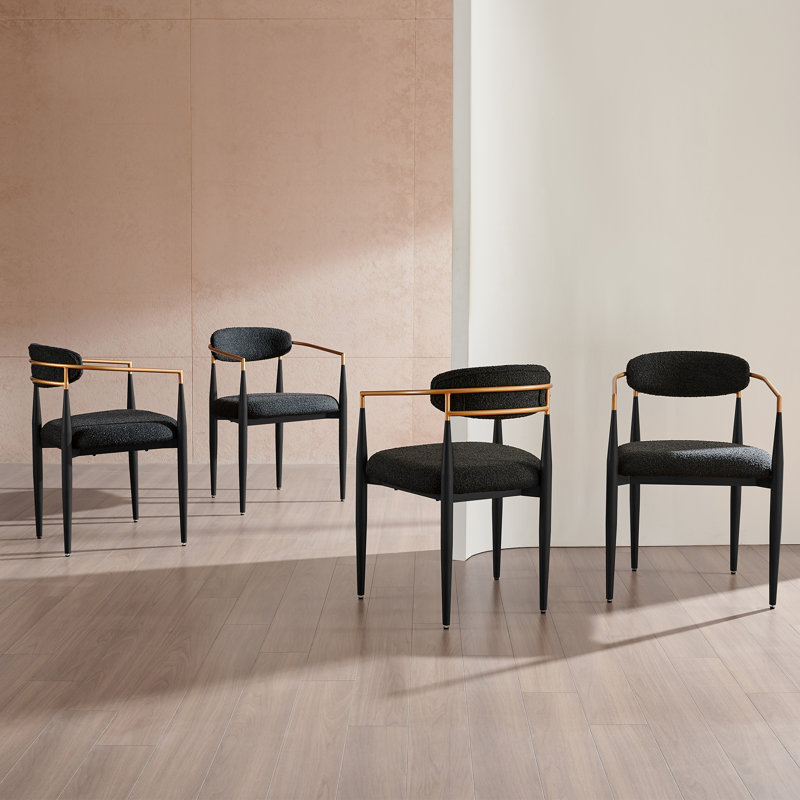 Chaises de salle à manger rembourrées Boucle, Noir