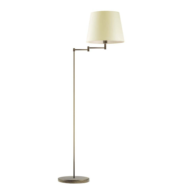 Askegard 165cm Swing Arm Floor Lamp, Ecru, Antique Old Gold