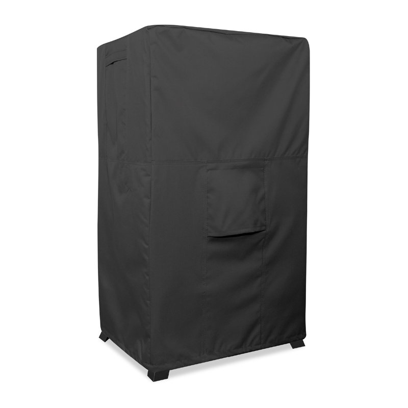 Heavy-Duty Outdoor Smoker Cover – Weatherproof BBQ Grill Cover with Adjustable Fit and Splash-Guard Skirt, Black