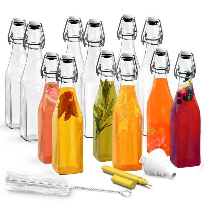  Ensemble de 17 bouteilles carrées à couvercle battant carré (paquet de 12)