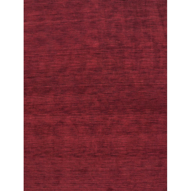 Hand Knotted Loom Wool Eco-Friendly Area Rugs -Runner, Dark Red Color, Plain Solid Design, High Pile Thick Handmade Anti Skid Area Rugs for Living Room, Bed Room