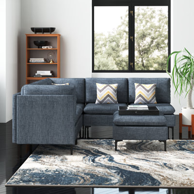 Chelon 93.5" Wide Symmetrical Modular Corner Sectional with Ottoman