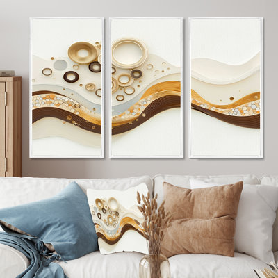 «Minimalist Beige Marble River II», ensemble d'art mural abstrait en marbre