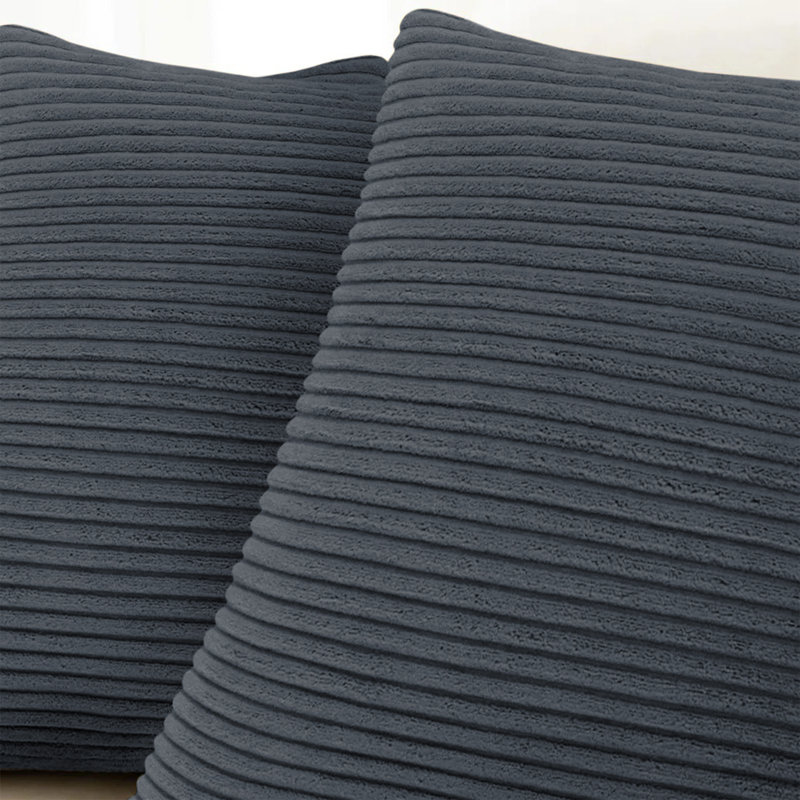 Striped Square 18cmX18cm Velvet Cushion Cover, Grey