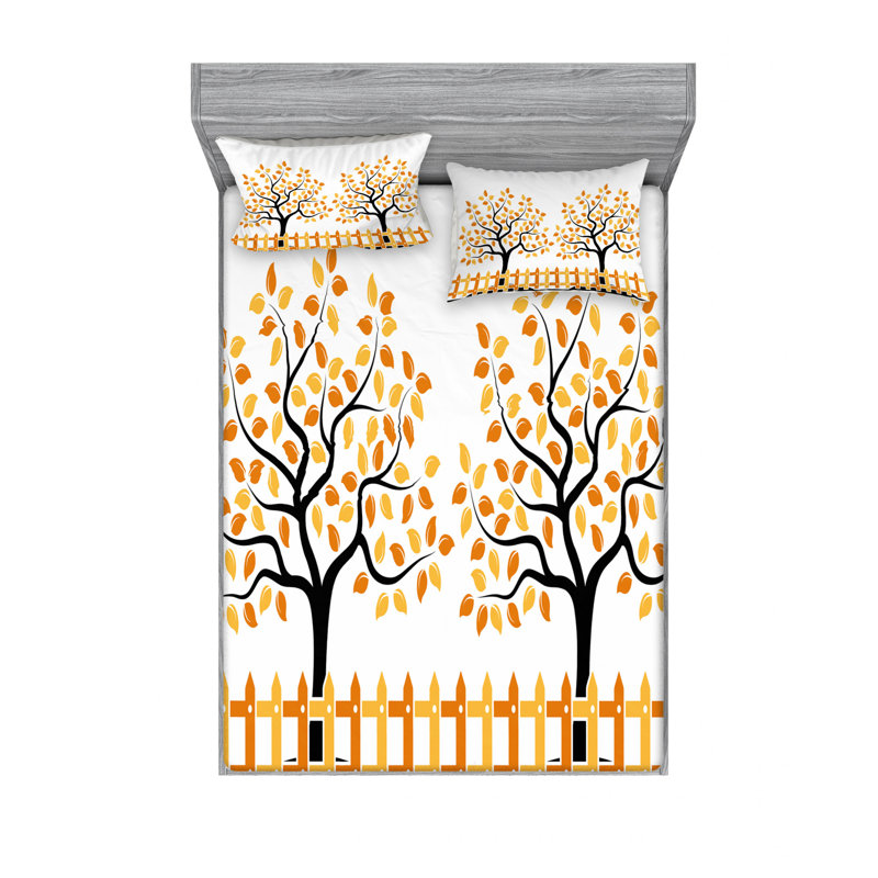 Ensemble de draps Border with Shady, Ensemble de draps pour lit double avec 2 taies d'o