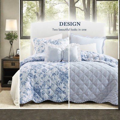 Reversible Bedding Sets Polyester Full Queen Floral Quilt for Home Bedroom