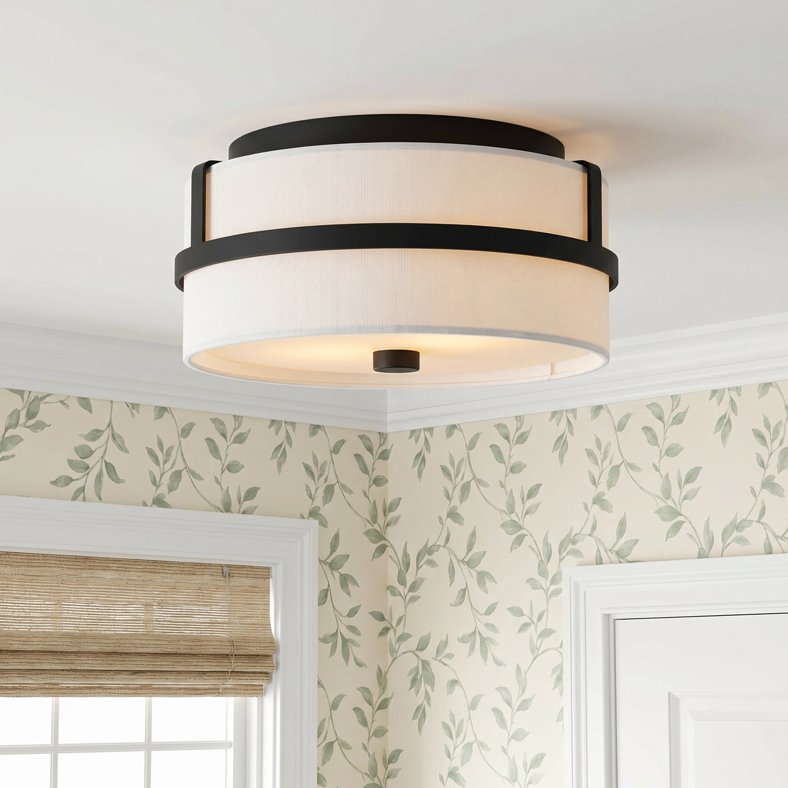 Pascaline 2 Light Fabric Flush Mount, Matte Black