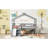 Twin Low Loft House Bed With Slide,  Ladder, Safety Guardrails, House Roof Frame,Grey-1979090432
