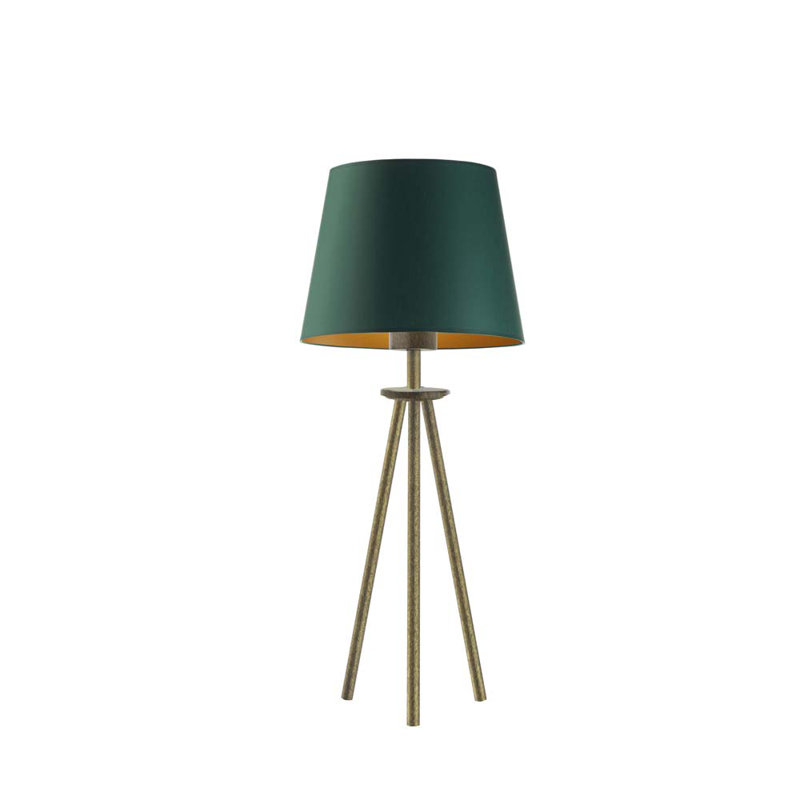 Alcala Metal Tripod Lamp, Old Gold, Green