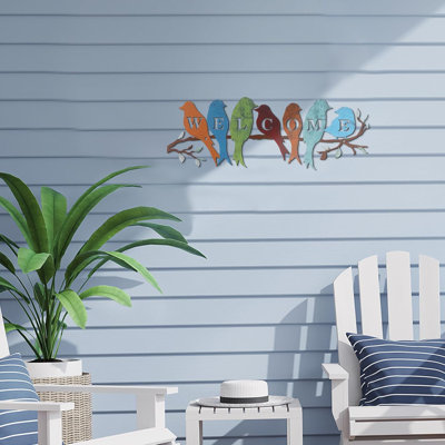 Peryiter Bird, art mural, oiseaux sur une branche, panneau de bienvenue suspendu, décoration murale en métal, panneaux de bienvenue pour porche, statue vive, décoration murale, arbre, silhouette pour jardin de chambre à coucher