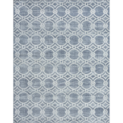Tapis bleu marine à motif géométrique Hedersett