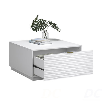 Coastal Coffee Table With Drawer, White Finish, Table