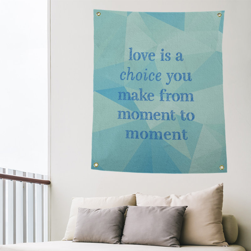 Tapisserie de polyester en faux gemme love is a choice quote, H 59 pi x l 50 po, Bleu zircon