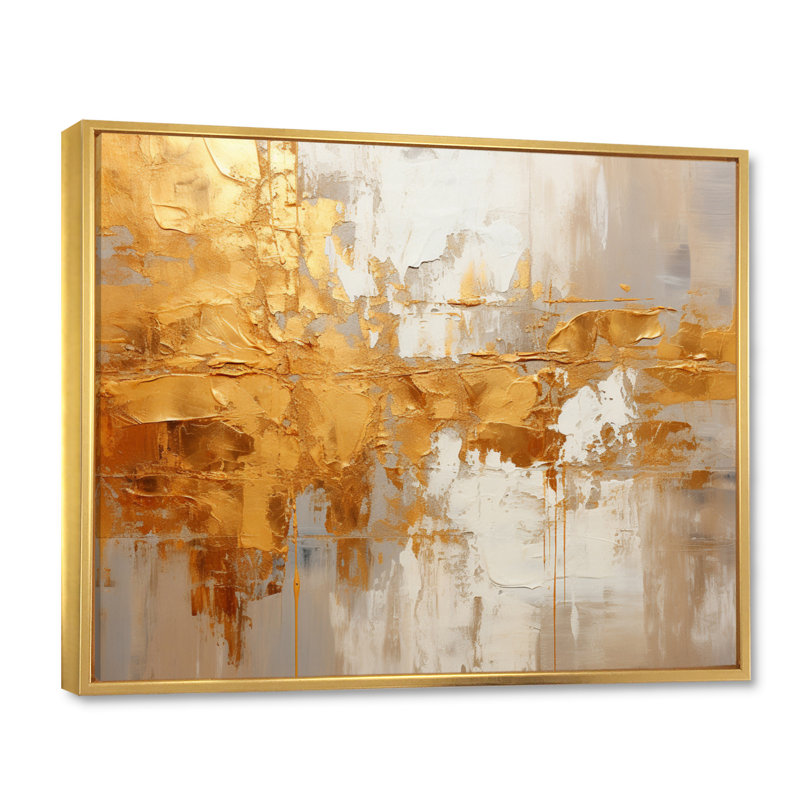 Jacquilynn Golden Gleam VI sur impression sur toile, H 16 po x l 32 po x P 1 po, Cadre flottant doré