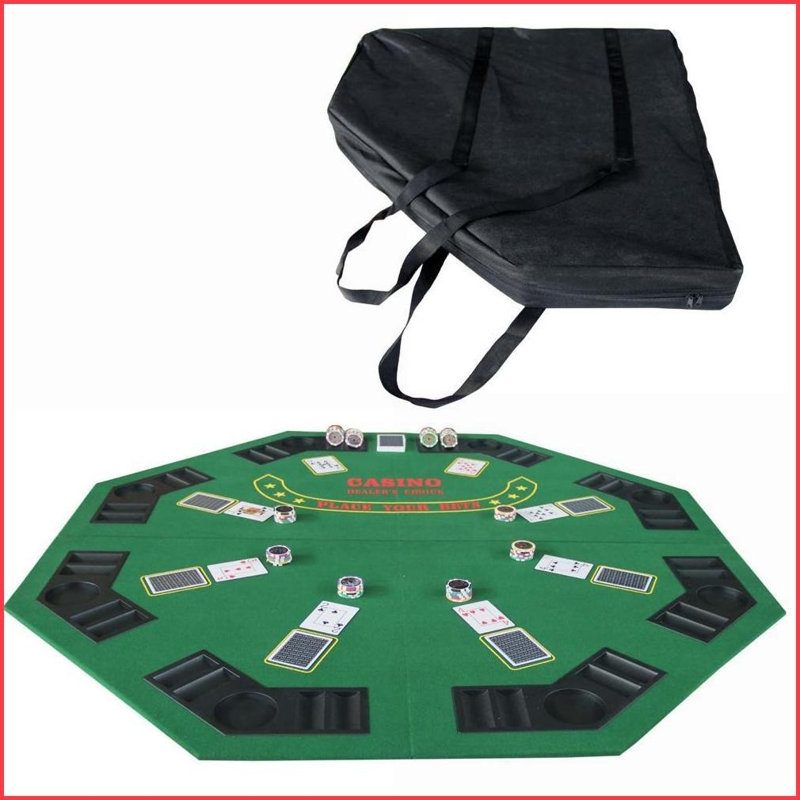 Tapis de table octogonal pliable pour 8 joueurs avec porte-gobelets Supports à croustilles | Vert | Classique