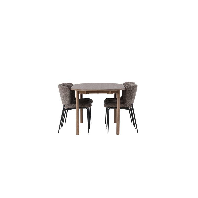 Cagle 4 - Person Dining Set, Beige, Dark Grey, Dark Grey