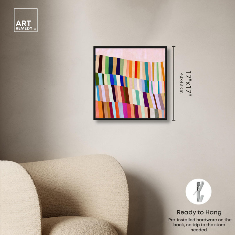 Impression sur toile Rainbow Ribbon III par Art Remedy, H 12 po x l 12 po, Structure noire