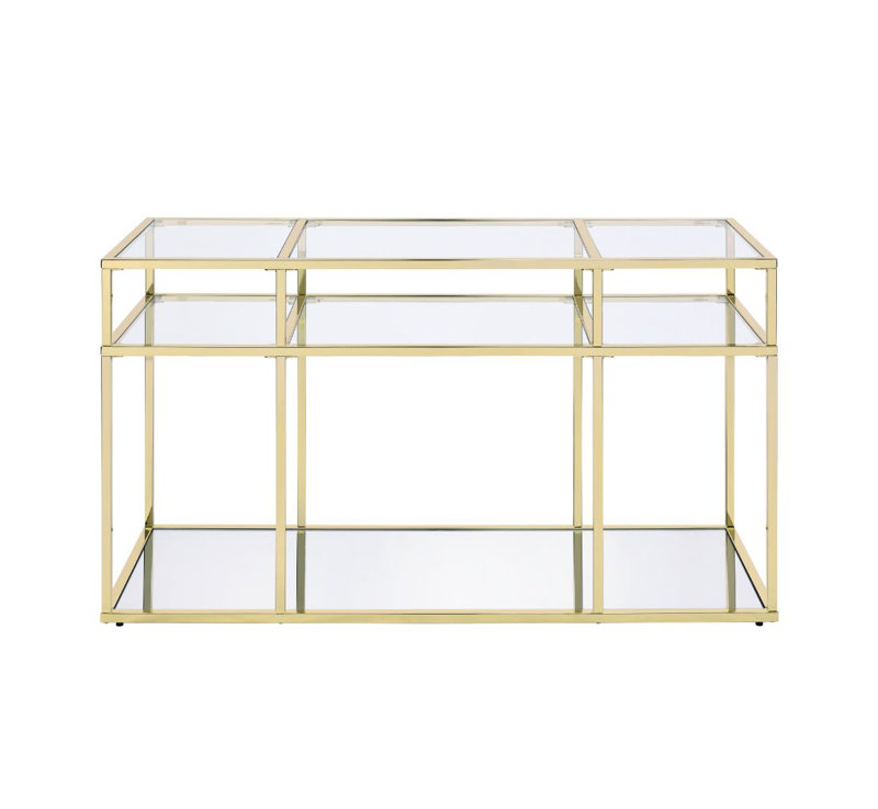 Ebersole Contemporary 50"L Rectangular Console Table in Clear Glass & Gold