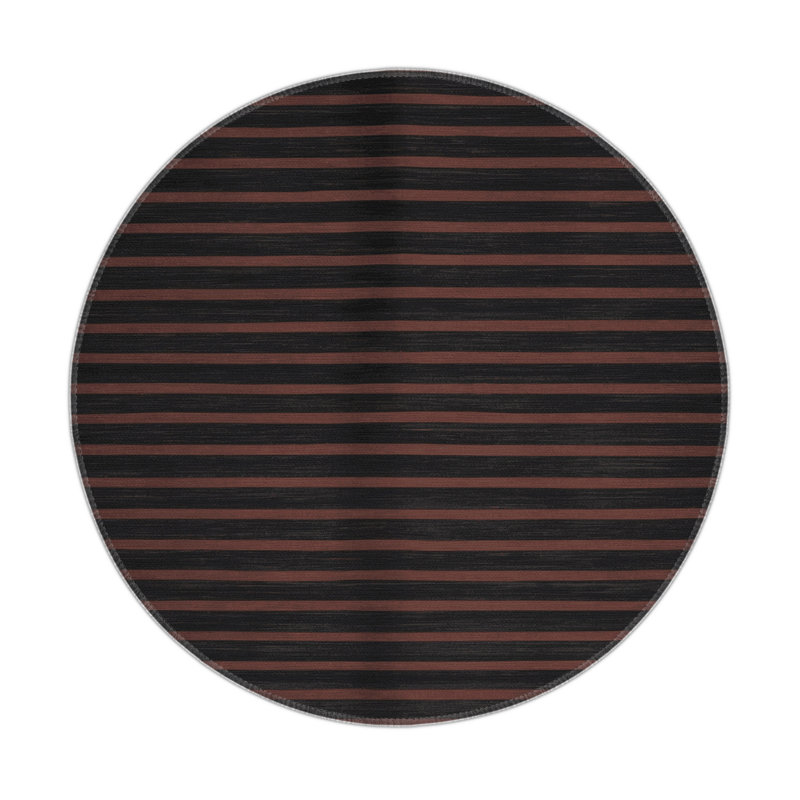 Tapis intérieur / extérieur gris HorizontalStripes, Rond 5 pi