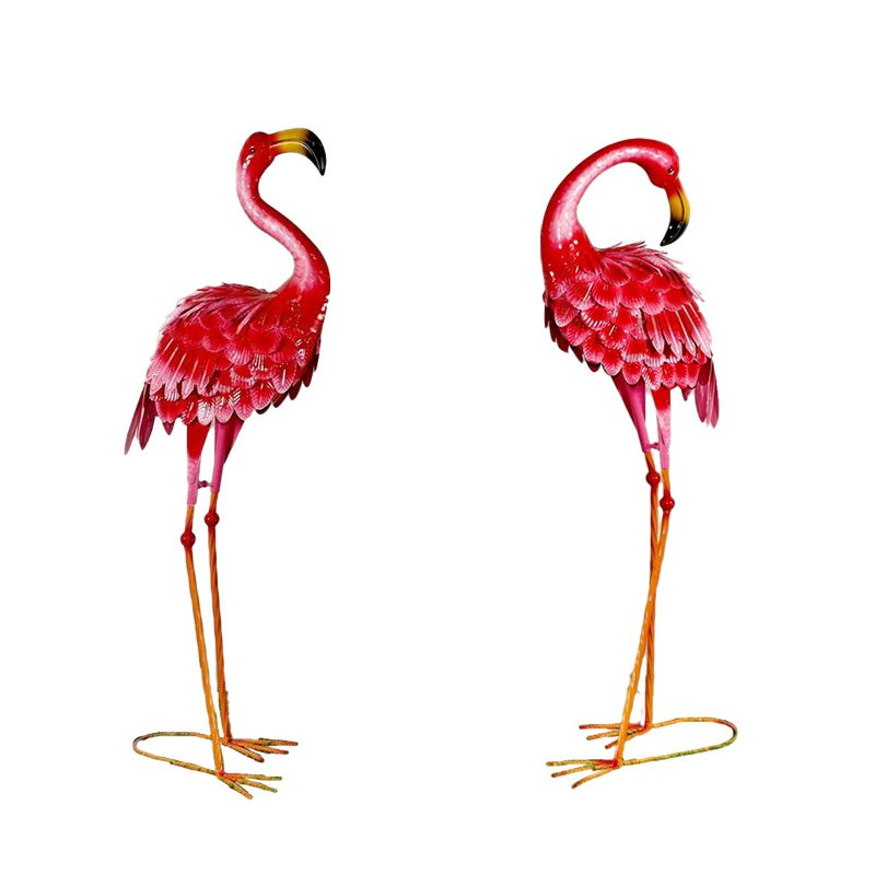 Set of 2 Outdoor Garden Statue Flamingo