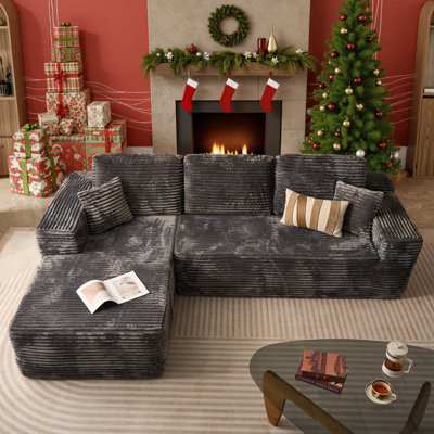 Tashonda Boneless 104" Cloud Sectional Couch , L Shape Original Sofa Chaise Longue with Deep Seat and Wide Armrest for Living Room Bedroom,No Assembly Required