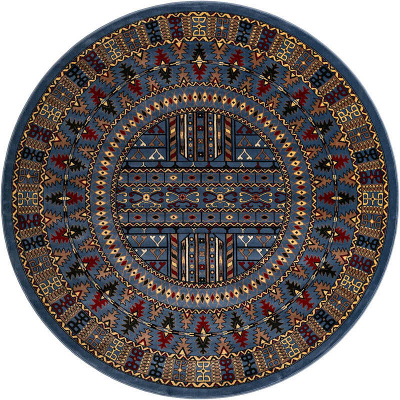 Tapis bleu Aucun, Rond 7 pi 10 po