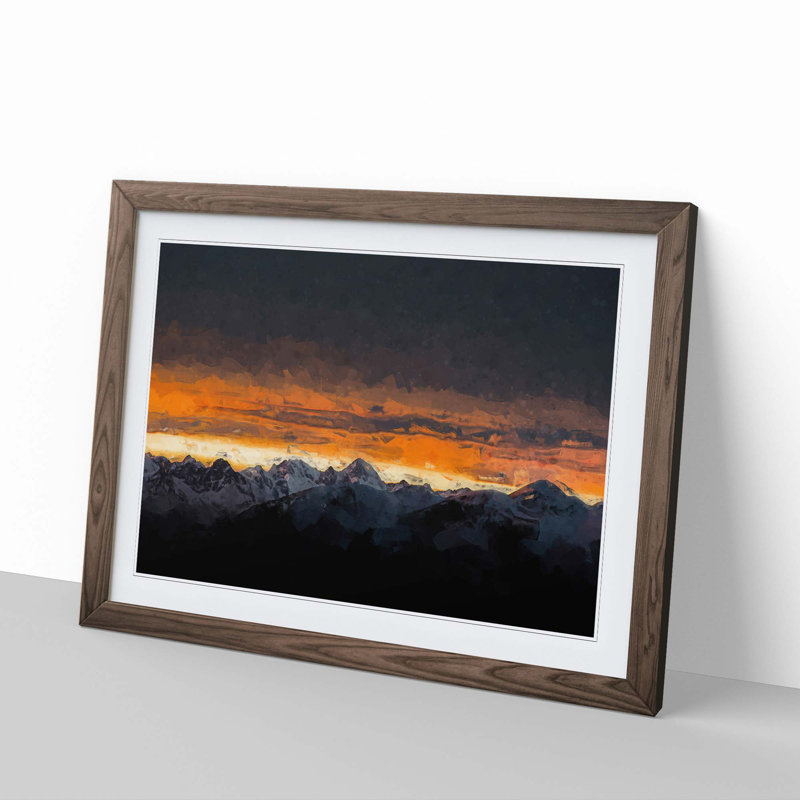 Monte Due Mani Mountain - Picture Frame Graphic Art Print, 62cm H x 87cm W x 2cm D, Walnut Framed