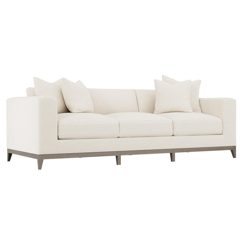 Noel Upholstered Sofa, Cream Chenille, 27.50" H x 100" W x 40" D, Brown