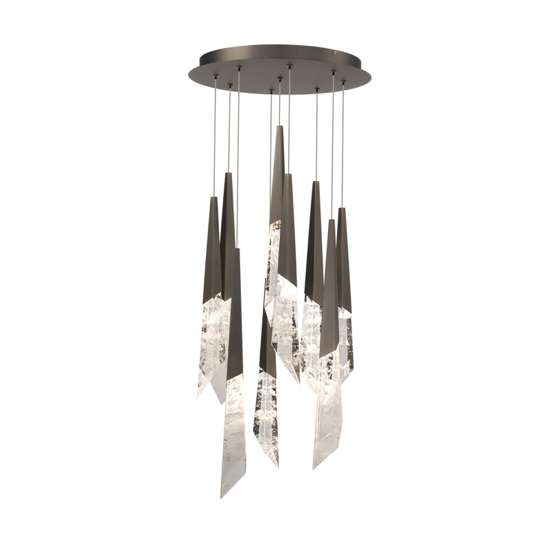 Solitude 9 Light Crystal LED Multi-Light Pendant, Antique Nickel