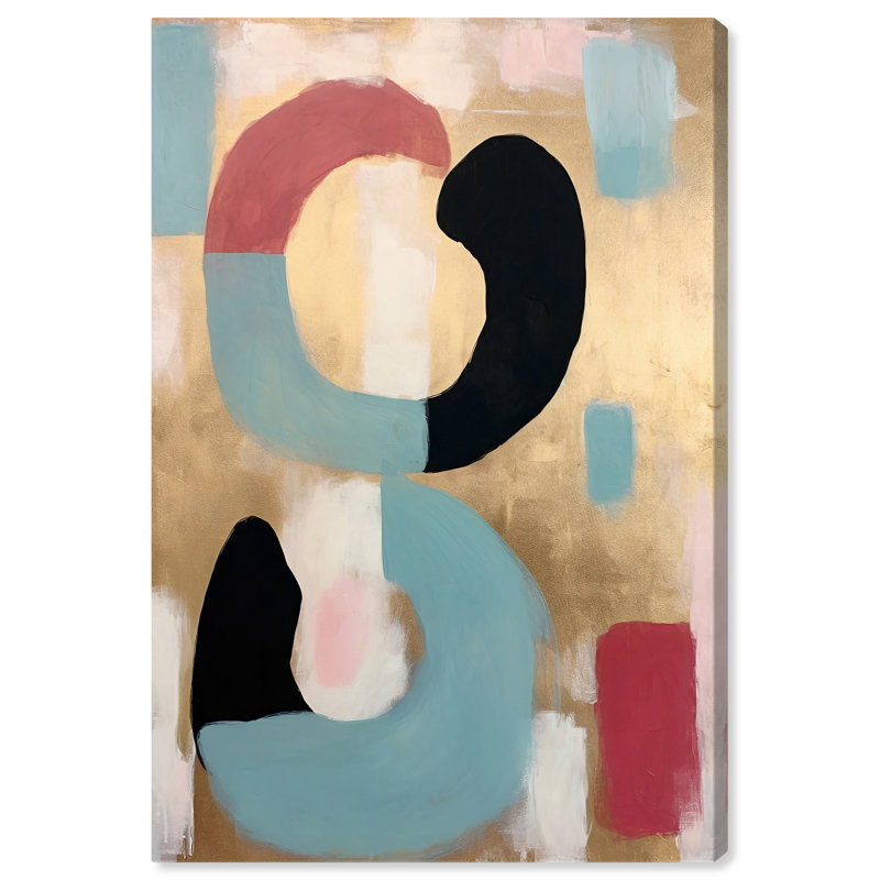 Gold and Multicolor Abstract Canvas Wall Art, 24" x 16"