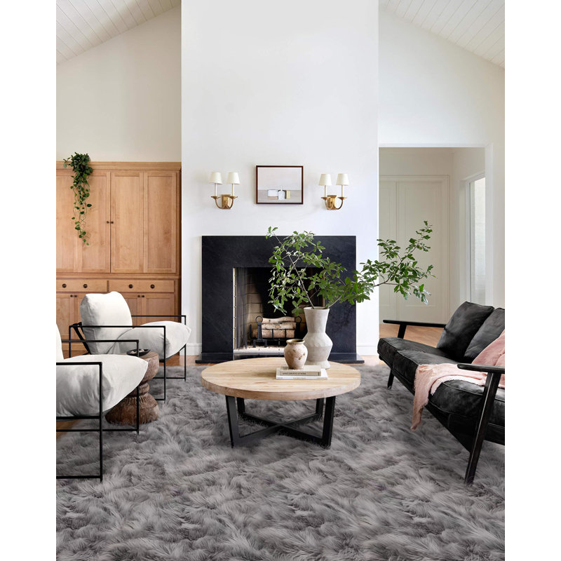 Glendine Faux Sheepskin Indoor Rug, Rectangle 10' x 12'