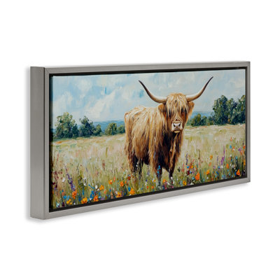 Cadre flottant Highland Cow Meadow, design par Petal Prints Design