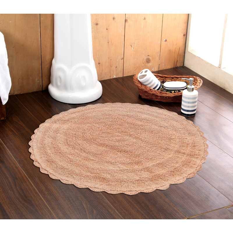 100% Cotton Reversible cute Crochet  Bath Rug, Peach