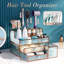 Makeup Organizer for Vanity,Tempered Glass Hair Dryer and Styling Holder,Bathroom Organizer