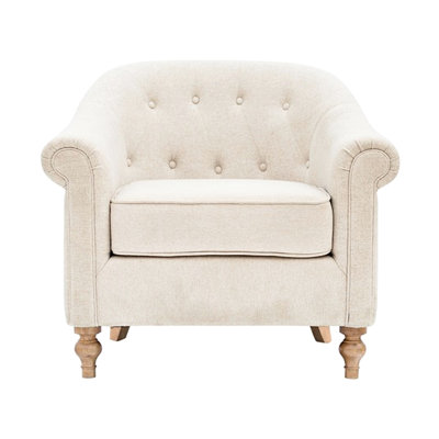 Comfortable Accent Chair For Bedroom - High Density Foam, Solid Wood Legs, Removable Cushion Armchair 100% Fabric, Legs