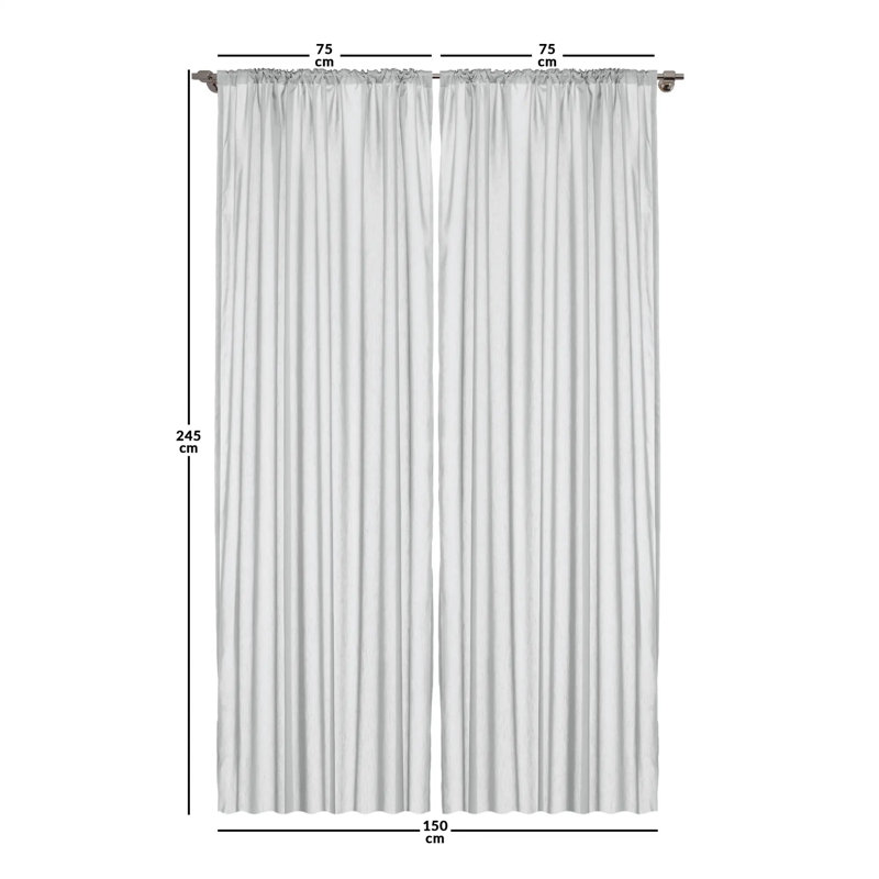 Ajhar Semi Sheer Curtain Pair, Width 75 x Drop 245cm