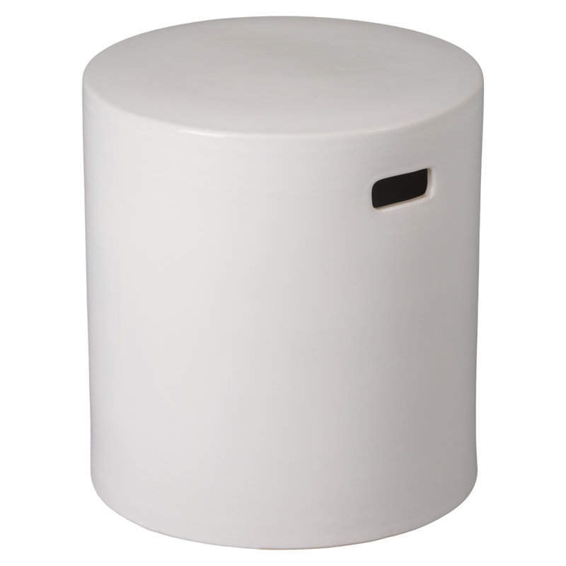 Arsis Ceramic Accent Stool, White