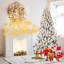 Arbre de Noël illuminé enneigé 7 pi avec 400 lumières UL, 1072 pointes en PVC, fil à mémoire dépliable, assemblage facile et support en métal stable, décor des Fêtes enneigé-130534434-130534435