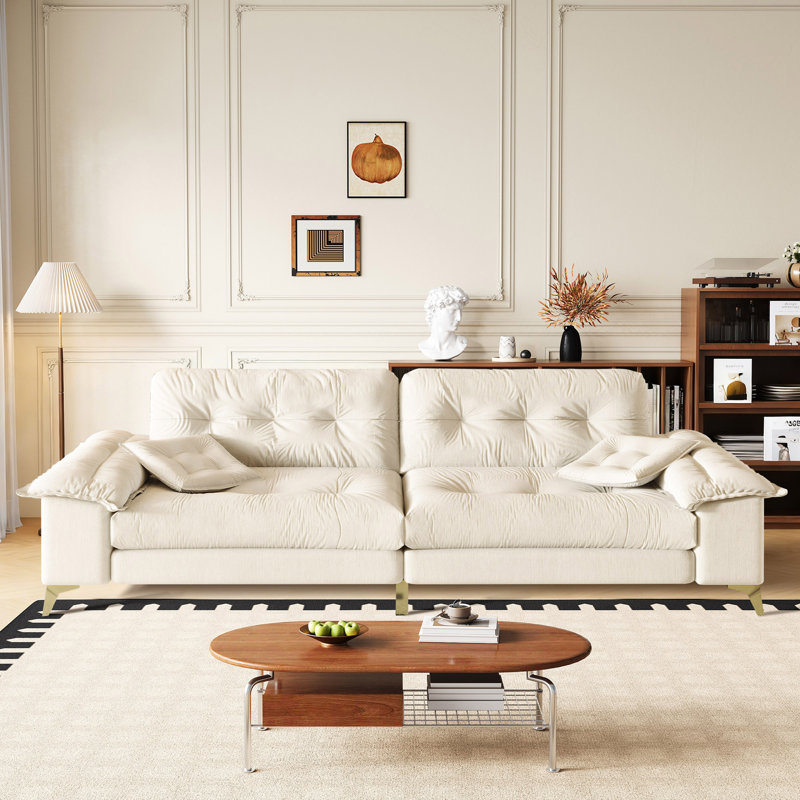 Gurnaik 104.7" Chenille Upholstered Pillow-Top Arm Loveseat Sofa with High-density Foam Cushions and High-end Tufted Craft