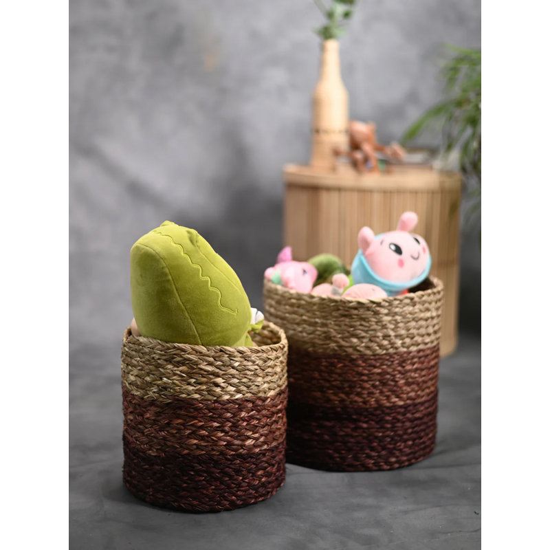 Grand panier à plante Sabaii - naturel et brun, 10"