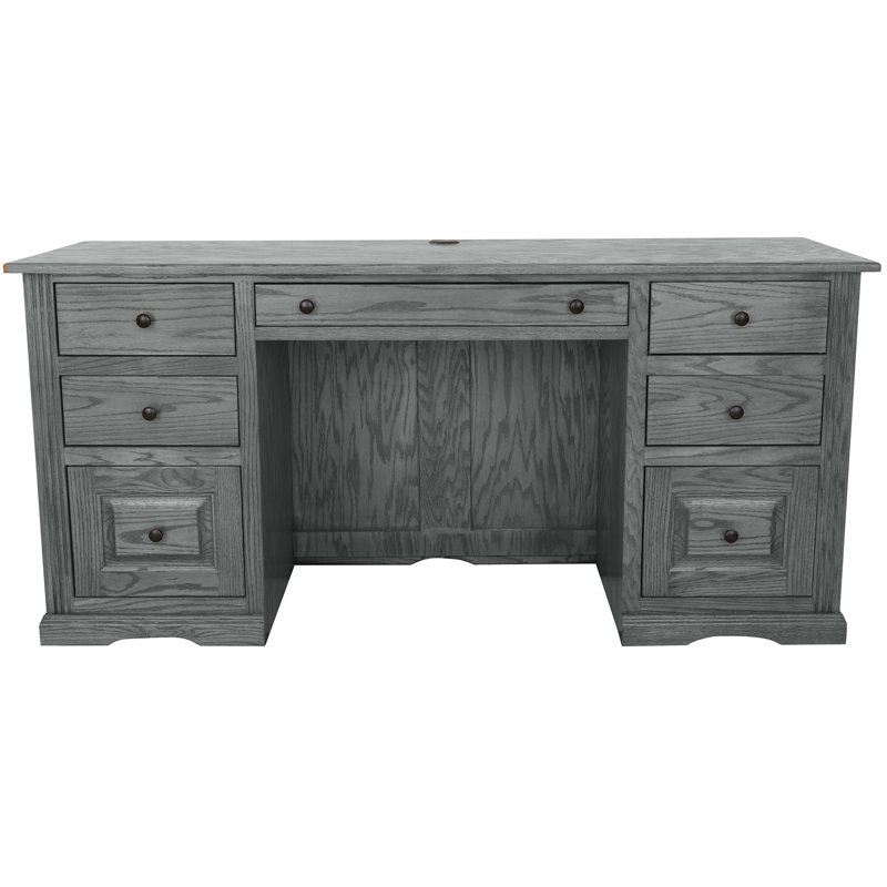 Rafeef Solid Wood Executive Desk, Iron Ore Oak