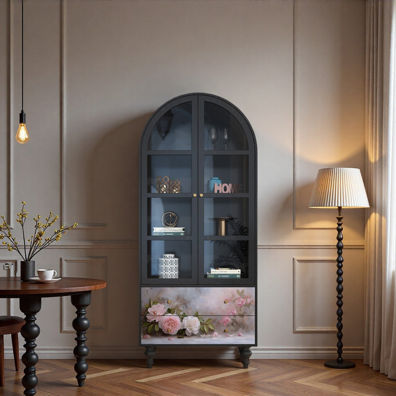 Vitrine en bois massif Floral