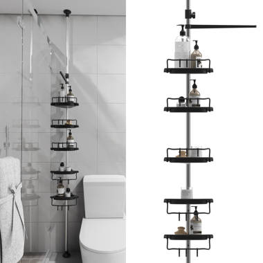 Shower Caddy Corner Tension Pole,Stainless Steel Adjustable Floor to  Ceiling Corner Shower Caddy Stand for Bath Inside Shower Organizer Storage  with