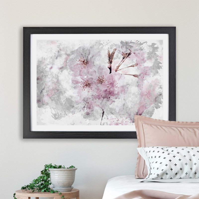 A Pink Hibiscus Flower - Framed Print, Black, 45cm H x 63cm W x 2cm D