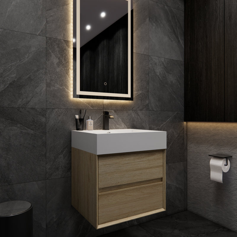 Meuble-lavabo simple 24 po Albizu, Gris