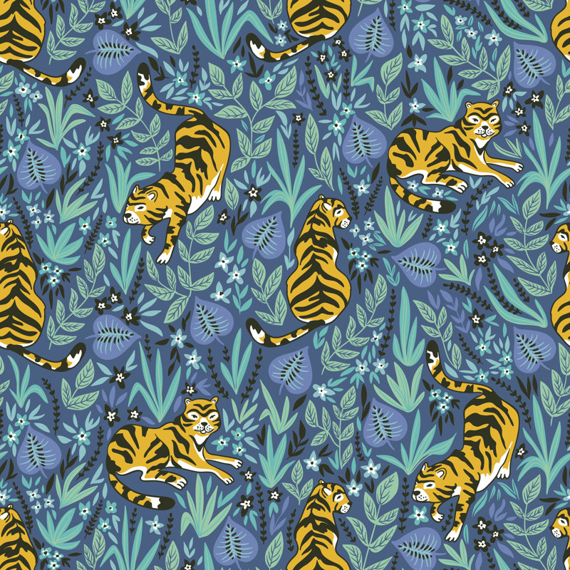 Jungle Tiger Pattern by Utro_na_more - Wrapped Canvas Print, 30cm H x 30cm W x 3.8cm D