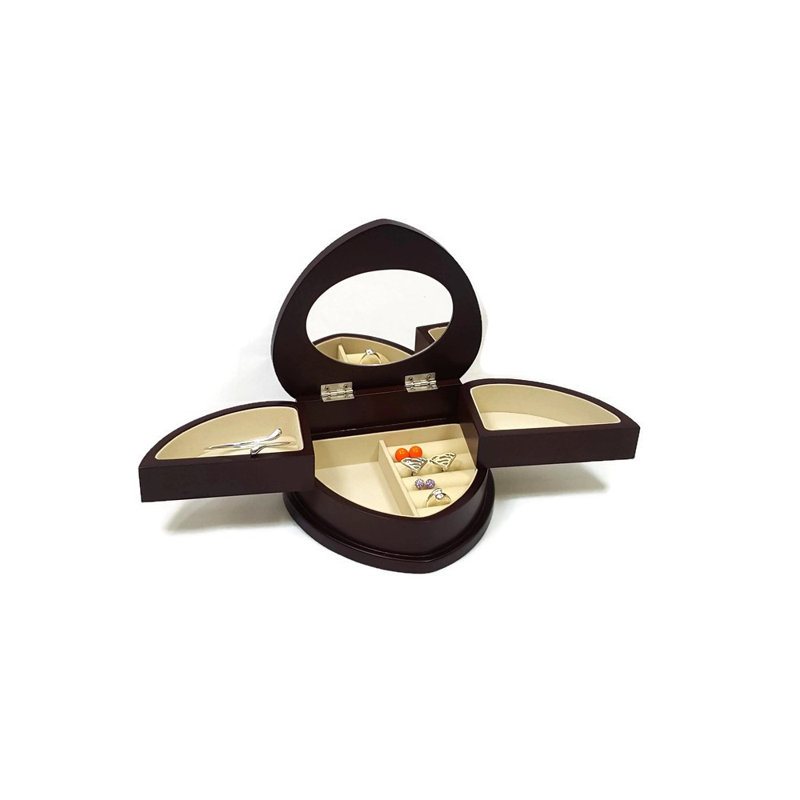 Boîte de présentation en bois cardiaque