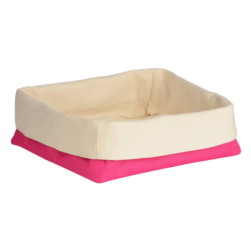 Symple Stuff Fabric Bread Basket, Pink/Cream