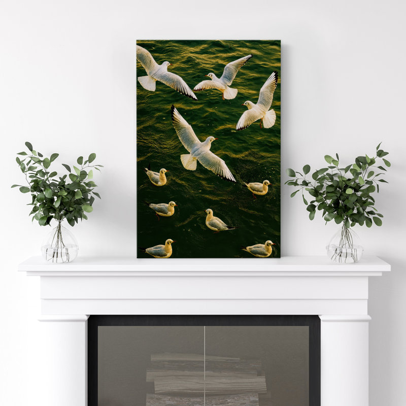 Impression sur toile d'oiseaux volants pour la décoration de salon, Sans cadre, Toile tendue, H 18 po x l 12 po